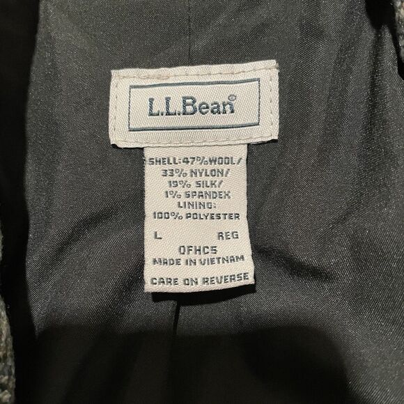 LL Bean Blazer Galway Jacket Herringbone Wool Silk Wool Blend‎ Button Up Large - Picture 3 of 10